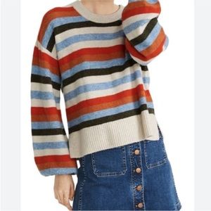Madewell medium Wool Alpaca Blend Coziest Yarn Striped Payton Pullover Sweater